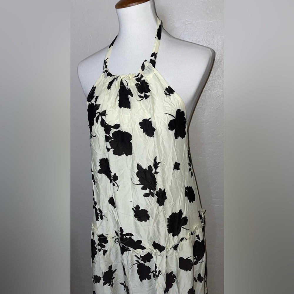 🎉HP🎉New! Kate Spade Floral Printed Halter Coverup Dress Ivory/Black Size Large🖤 - Picture 9 of 16